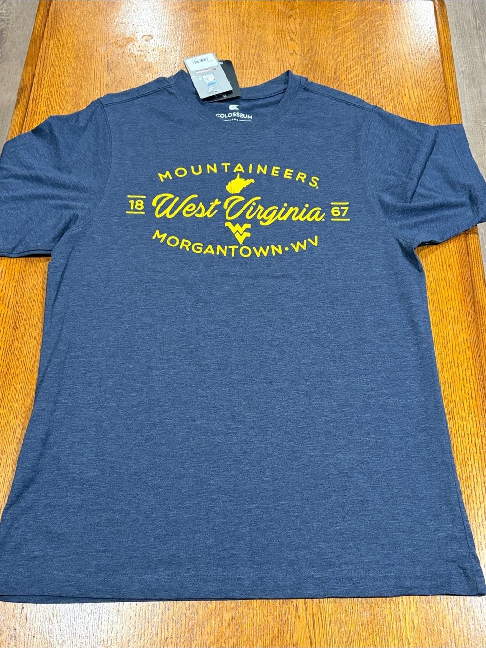 Colosseum Navy West Virginia Mountaineers Yellow Logo Short Sleeve Tee